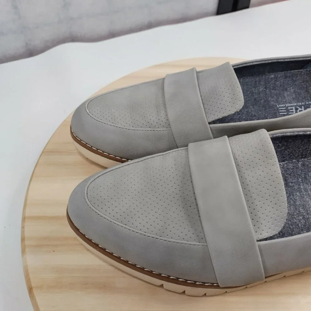 Dr. Scholl's Imagine Slip-on Faux Leather Gray Loafers Women US 10M